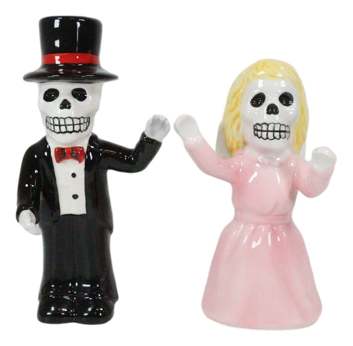 Ebros Dias De Los Muertos Wedding Waltz Dance Sugar Skulls Ceramic Salt Pepper Shakers