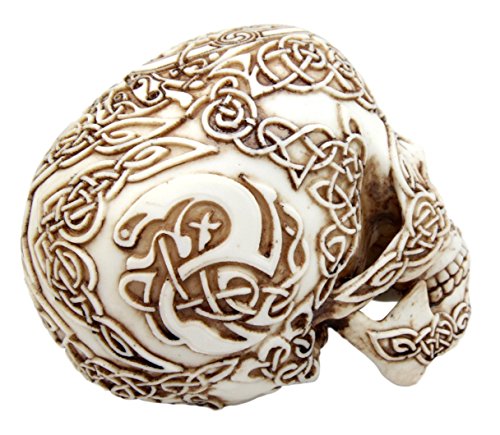 Ebros DOD Celtic Celestial Heavens Tribal Tattoo Skull Figurine 7.5" L