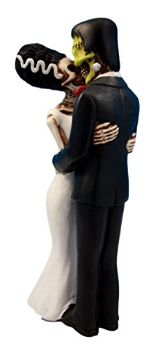 Ebros DOD True Love Kiss Skeleton Frankenstein Bride And Groom Couple Figurine