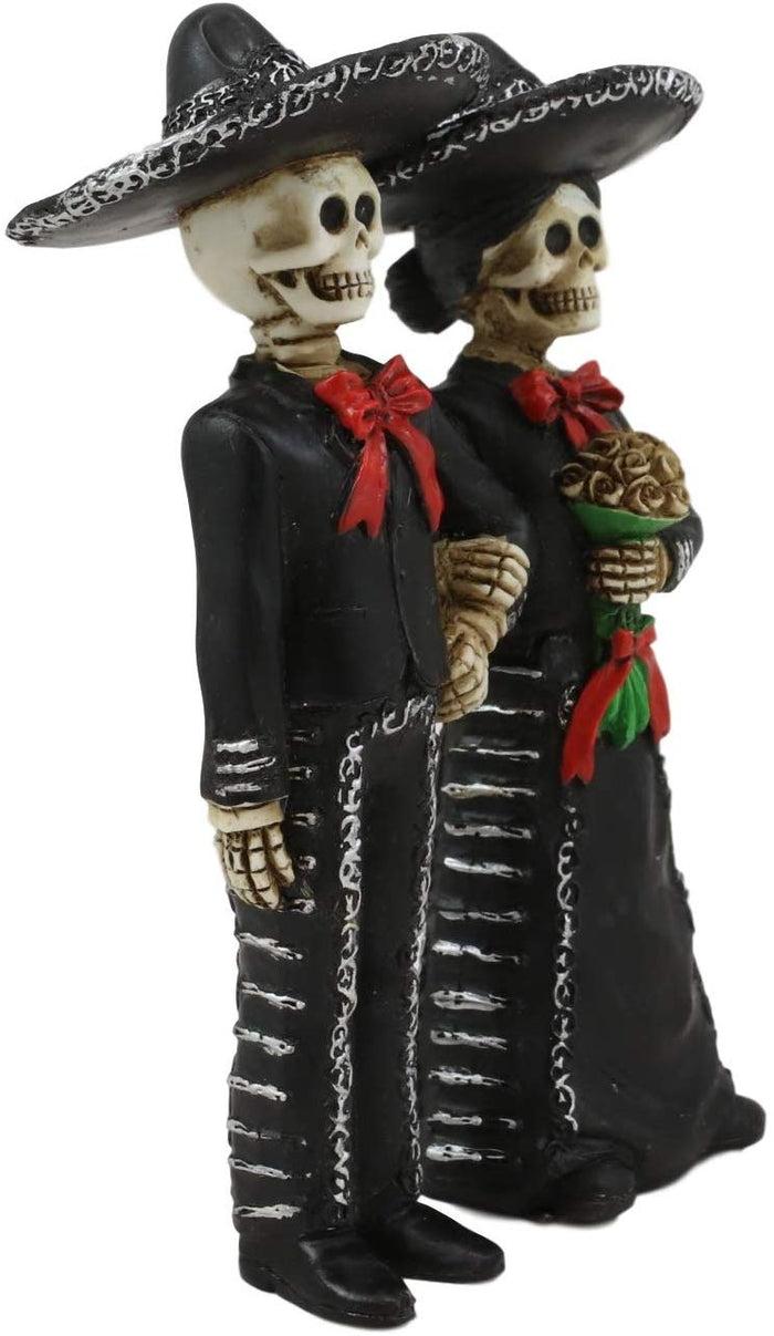 Ebros DOD Wedding Bride And Groom Mariachi Skeleton Couple Figurine 5.5" Tall
