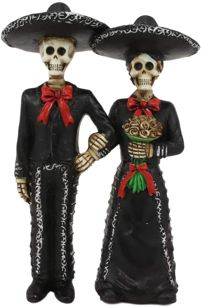 Ebros DOD Wedding Bride And Groom Mariachi Skeleton Couple Figurine 5.5" Tall