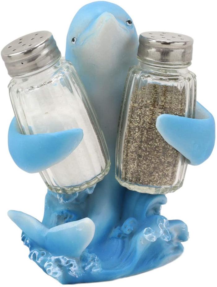 Ebros Dolphin Rising Above Sea Waves Hugging Salt And Pepper Shakers Holder