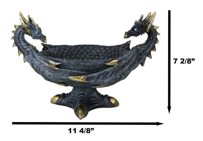 Ebros Double Dragons Decorative Jewelry Potpourri Fruits Bowl Figurine 12"W