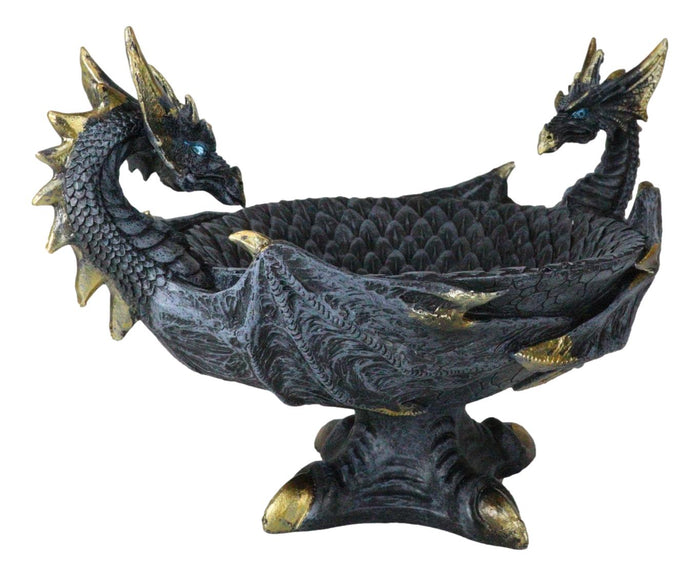 Ebros Double Dragons Decorative Jewelry Potpourri Fruits Bowl Figurine 12"W
