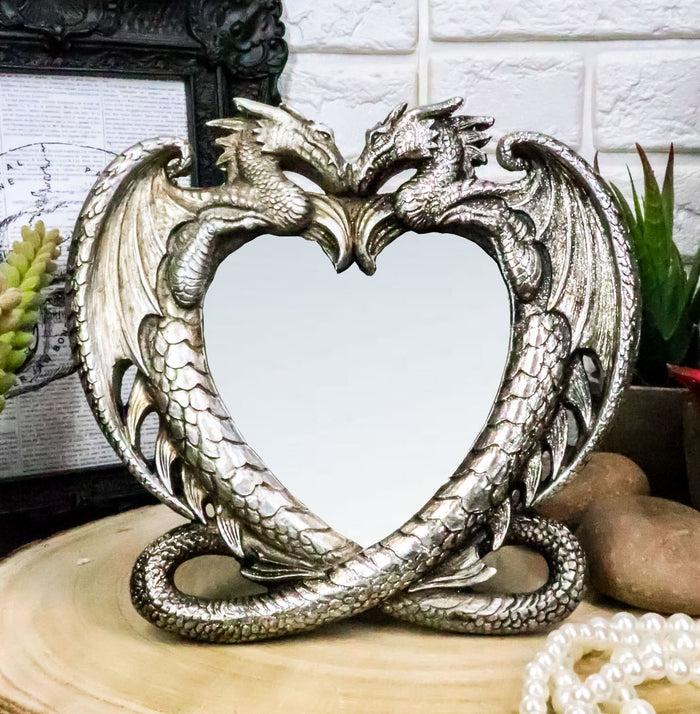 Ebros Double Guardian Lover Dragons Heart Small Vanity Dresser Table Wall Mirror