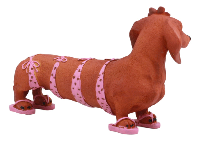 Ebros Doxie Collection Pink Polkadot Bikini Beach Bod Sexy Dachshund Figurine 6"Long As Whimsical Wiener Dog Decor Collectible