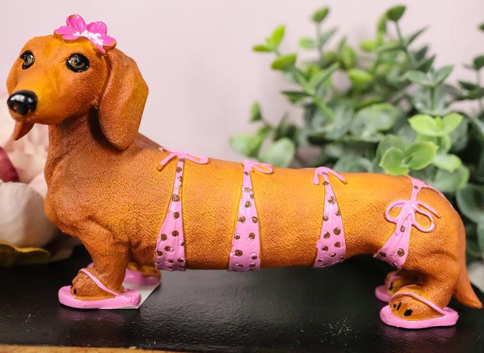 Ebros Doxie Collection Pink Polkadot Bikini Beach Bod Sexy Dachshund Figurine 6"Long As Whimsical Wiener Dog Decor Collectible Ebros Doxie Collection Pink Polkadot Bikini Beach Bod Sexy Dachshund Figurine 6"Long As Whimsical Wiener Dog Decor Collectible