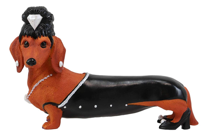 Ebros Doxie Wiener Collection Diamonds Forever Girl Diva Dachshund Dog Figurine 6"L
