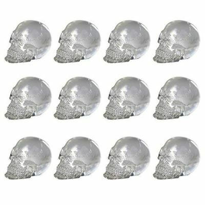 Ebros Dozen Mini Translucent Clear Skull Gothic Halloween Decor 12pc 1 Inch Tall