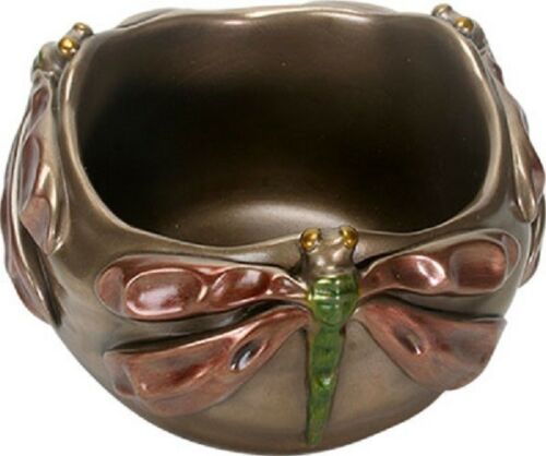 Ebros Dragonfly Bowl For Fruits Tabletop Mantle-piece Decor Art Nouveau Theme (Bronze Finish)