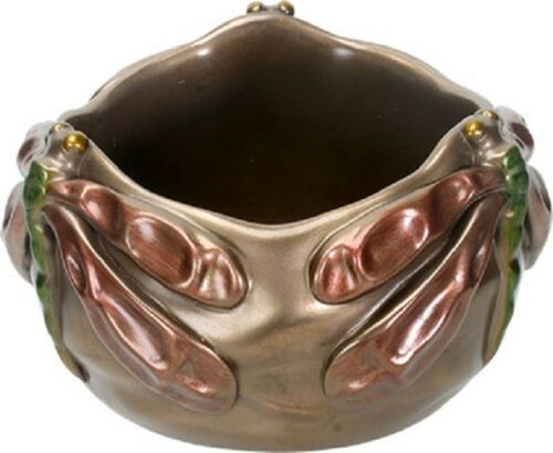 Ebros Dragonfly Bowl For Fruits Tabletop Mantle-piece Decor Art Nouveau Theme (Bronze Finish)