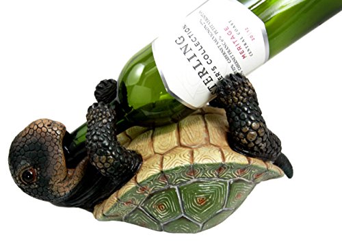 Ebros Drunken Coastal Sea Turtle Tortoise Wine Bottle Holder Caddy Figurine As Home Kitchen Wine Cellar Decorative Storage Organizer Solution Of Wild Aquatic Animals Turtles Terrapins Tortoises Decor