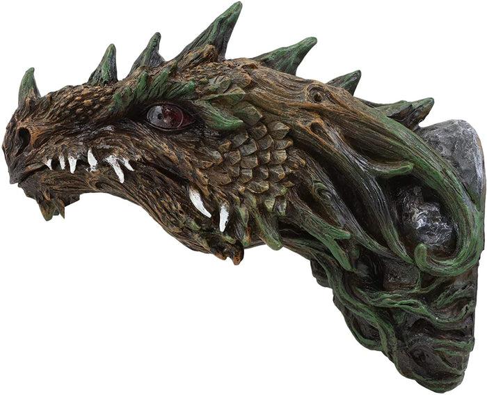 Ebros Dryad Greenman Dragon Wall Decor With Red LED Illuminated Eyes Sculpture