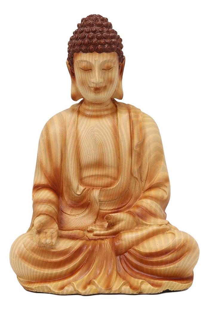 Ebros Eastern Enlightenment Meditating Buddha Gautama Amitabha In Varada Mudra Pose Statue In Rustic Faux Wood Resin Finish For Home Altar Zen Feng Shui Decoration Housewarming Decor Sculpture