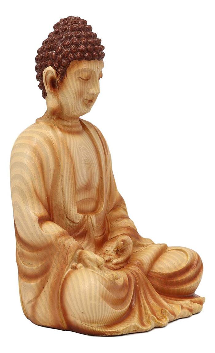 Ebros Eastern Enlightenment Meditating Buddha Gautama Amitabha In Varada Mudra Pose Statue In Rustic Faux Wood Resin Finish For Home Altar Zen Feng Shui Decoration Housewarming Decor Sculpture
