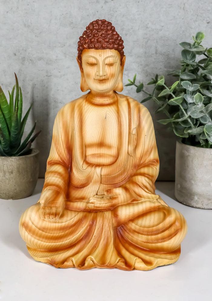 Ebros Eastern Enlightenment Meditating Buddha Gautama Amitabha in Varada Mudra Pose Statue in Rustic Faux Wood Resin Finish for Home Altar Zen Feng Shui Decoration Housewarming Decor Sculpture Ebros Eastern Enlightenment Meditating Buddha Gautama Amitabha in Varada Mudra Pose Statue in Rustic Faux Wood Resin Finish for Home Altar Zen Feng Shui Decoration Housewarming Decor Sculpture
