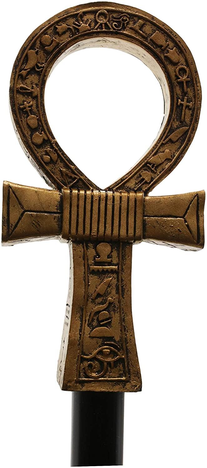 Ebros Egyptian Ankh Key Of Life With Hieroglyphs Decorative Walking Staff Cane