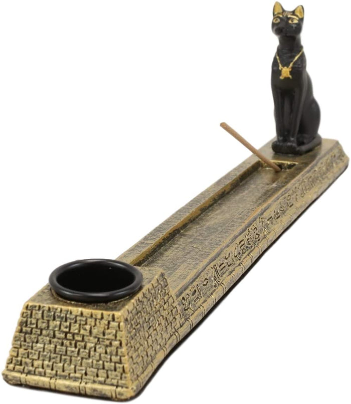 Ebros Egyptian Bastet Cat Deity Incense Stick And Cone Burner Holder 10.5"Long