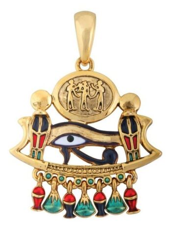 Ebros Egyptian Beautiful Eye Of Horus With Dual Cobra Necklace Pendant Wedjat