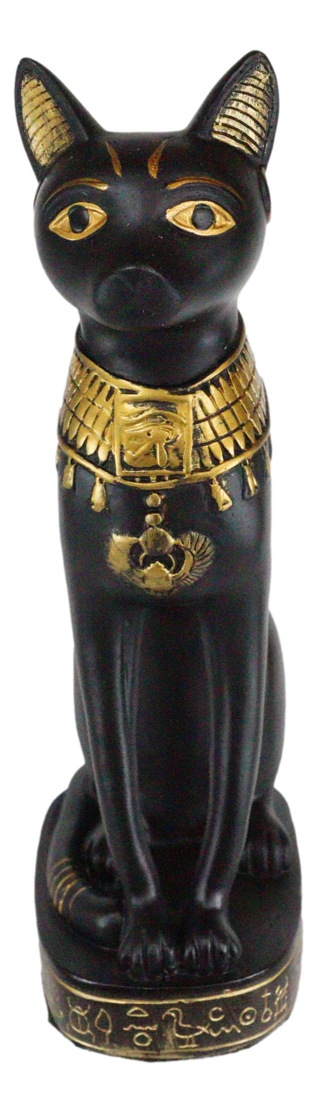 Ebros Egyptian Cat Goddess Bastet Seated With Hieroglyphs Base Figurine