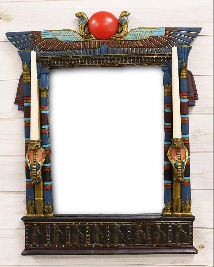 Ebros Egyptian Cobras With Isis And Ra Wall Mirror With 2 Candle Holders Plaque