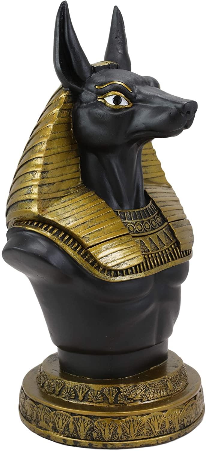 Ebros Egyptian God Anubis Bust Decorative Box Figurine In Black And Gold Finish
