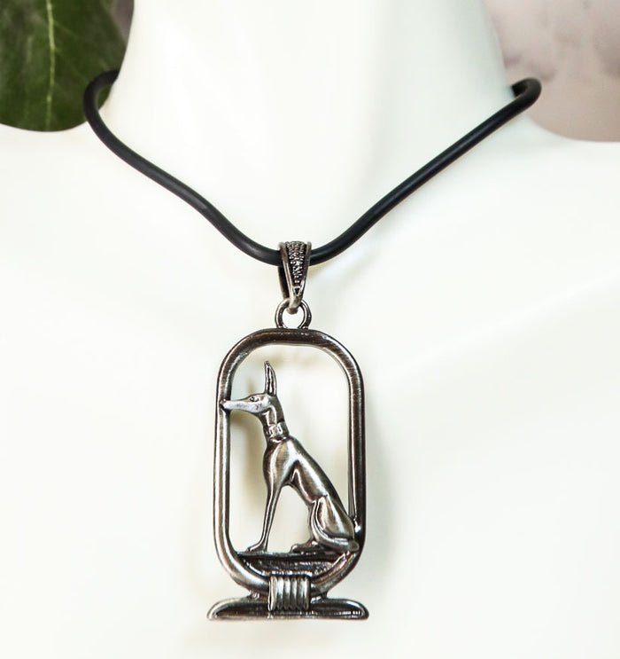 Ebros Egyptian God of The Dead Anubis Jackal Dog Cartouche Pendant Necklace Ebros Egyptian God of The Dead Anubis Jackal Dog Cartouche Pendant Necklace