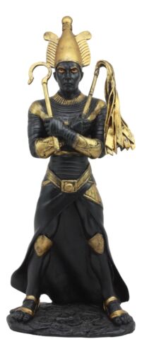 Ebros Egyptian God Of The Dead Osiris Holding Crook And Flail Statue In Black And Gold