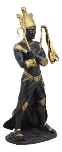 Ebros Egyptian God Of The Dead Osiris Holding Crook And Flail Statue In Black And Gold