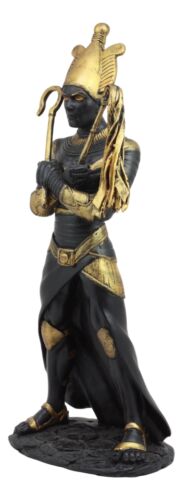 Ebros Egyptian God Of The Dead Osiris Holding Crook And Flail Statue In Black And Gold