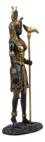 Ebros Egyptian Goddess Hathor Holding Ankh Statue 12.5"Tall Deity Of Motherhood Music And Dance Figurine