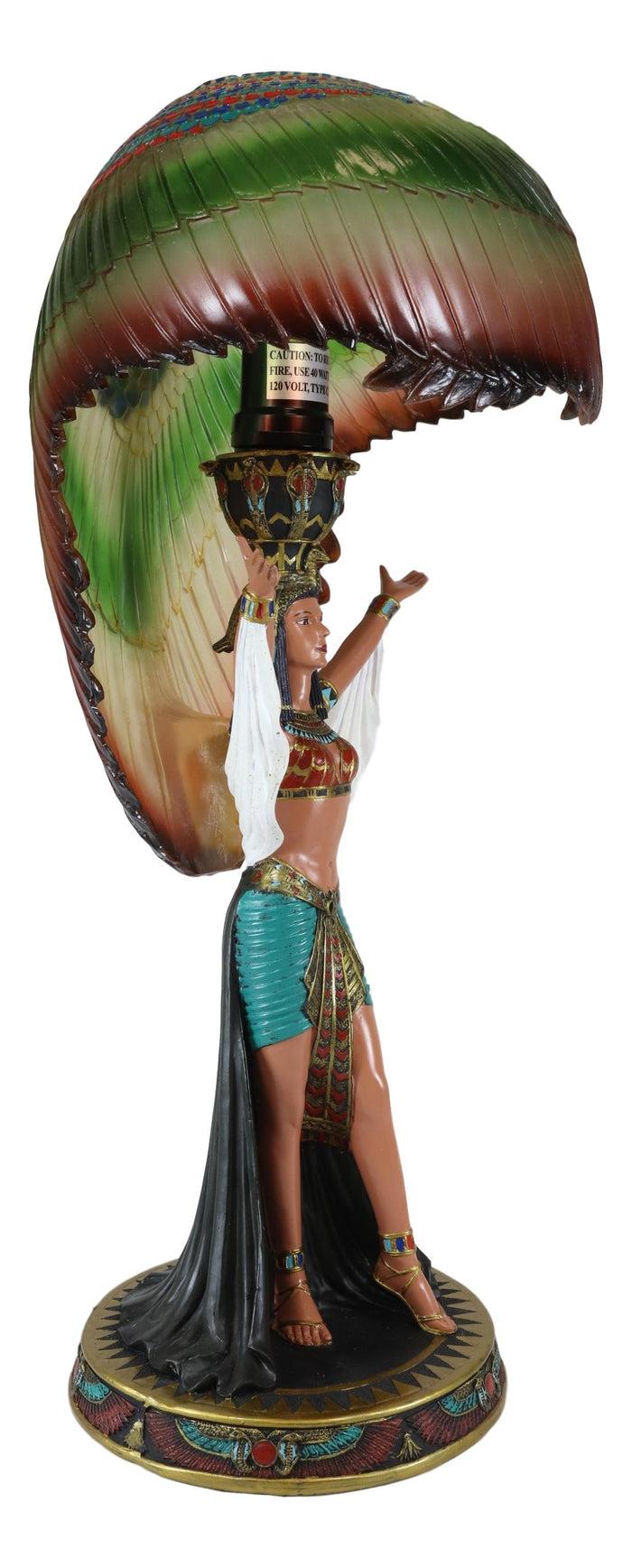 Ebros Egyptian Goddess Isis Standing W/ Open Wings Side Table Lamp Statue 18"H