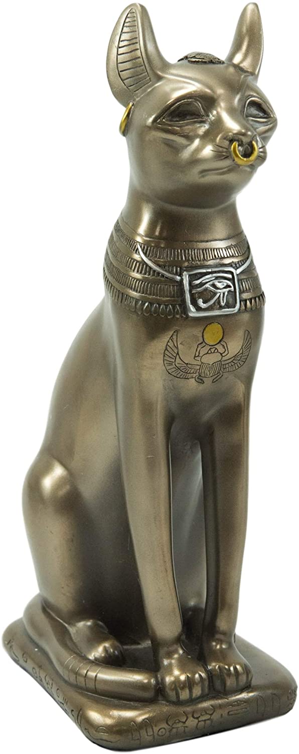 Ebros Egyptian Goddess Sitting Cat Bastet Statue In Bonded Resin Bronze 11.5" H