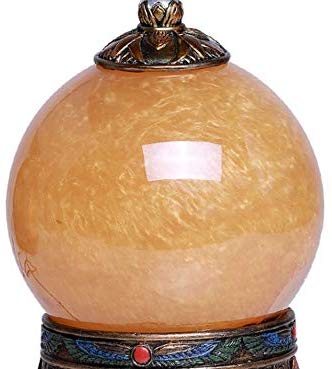 Ebros Egyptian Isis Kneeling With Open Wings Golden Sandstorm Ball Statue 7"H