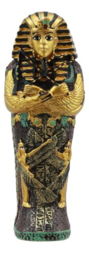 Ebros Egyptian King Tutankhamun Sarcophagus Coffin With Mummy Figurine Set 4"L