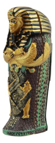 Ebros Egyptian King Tutankhamun Sarcophagus Coffin With Mummy Figurine Set 4"L