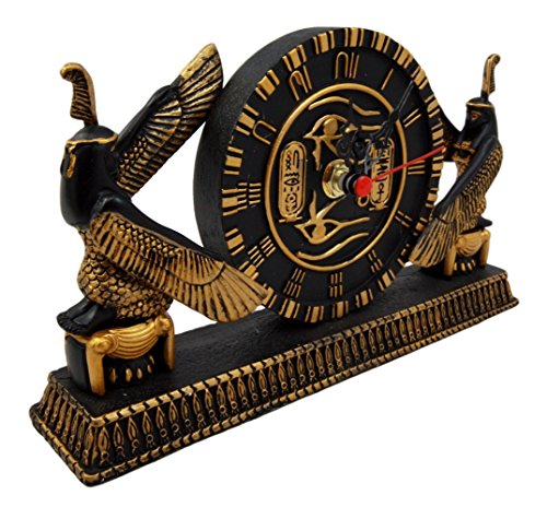 Ebros Egyptian Kneeling Goddess Maat Isis With Wedjat Table Clock Figurine 8" L