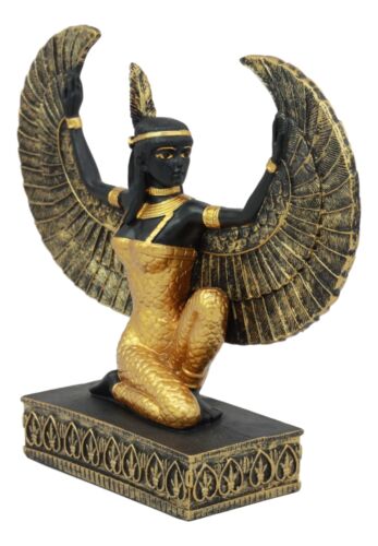 Ebros Egyptian Kneeling Goddess Maat With Open Wings Figurine 8.5" Long Decor Sculpture Collectible