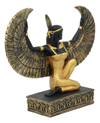Ebros Egyptian Kneeling Goddess Maat With Open Wings Figurine 8.5" Long Decor Sculpture Collectible