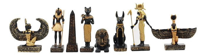 Ebros Egyptian Miniature Figurine Gods Of Egypt Set Of 8 Anubis Osiris Bastet