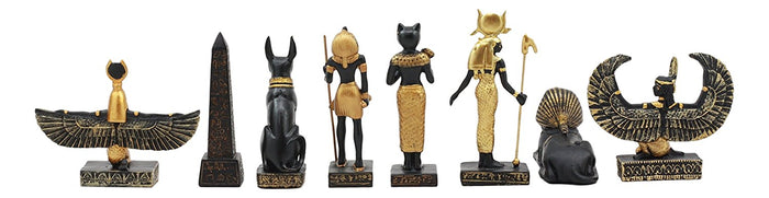 Ebros Egyptian Miniature Figurine Gods Of Egypt Set Of 8 Anubis Osiris Bastet