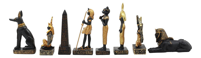 Ebros Egyptian Miniature Figurine Gods Of Egypt Set Of 8 Anubis Osiris Bastet