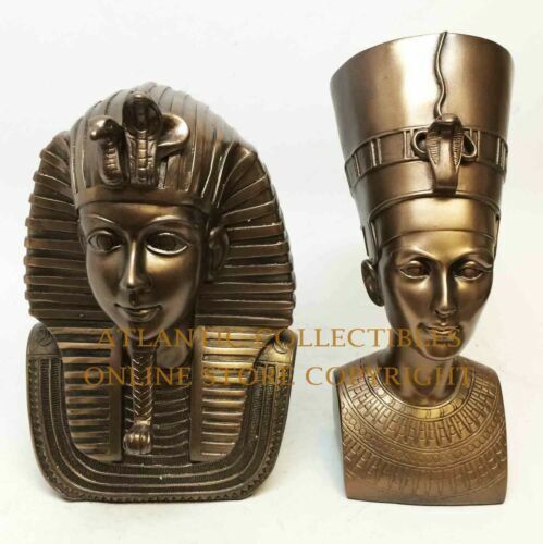 Ebros Egyptian Pharaoh King Tut and Queen Nefertiti Bust Set of Two Figurine Ebros Egyptian Pharaoh King Tut and Queen Nefertiti Bust Set of Two Figurine