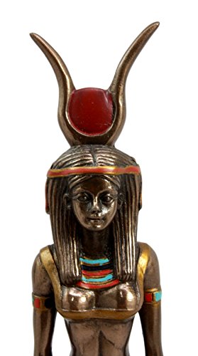 Ebros Egyptian Queen Goddess Isis Ra Decorative Figurine 9"H In Faux Bronze Sculpture