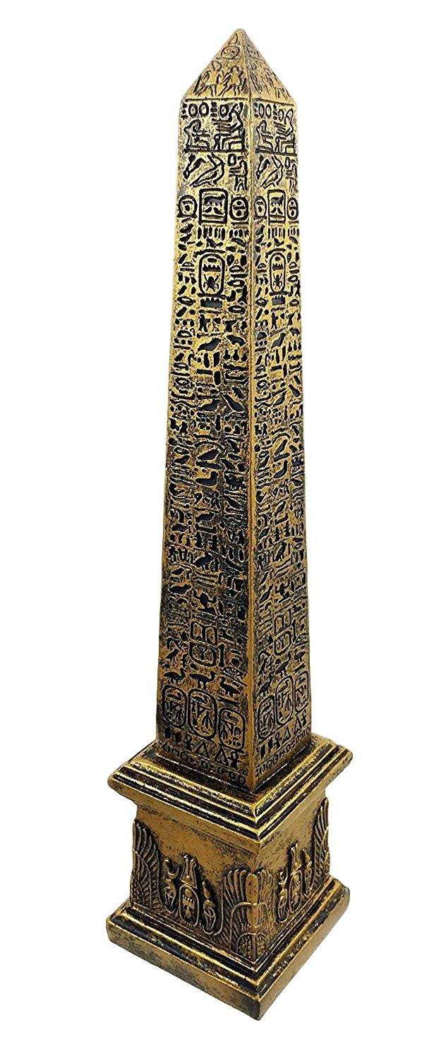 Ebros Egyptian Theme Obelisk Temple Of Ra With Hieroglyphs 10" Tall Sculpture