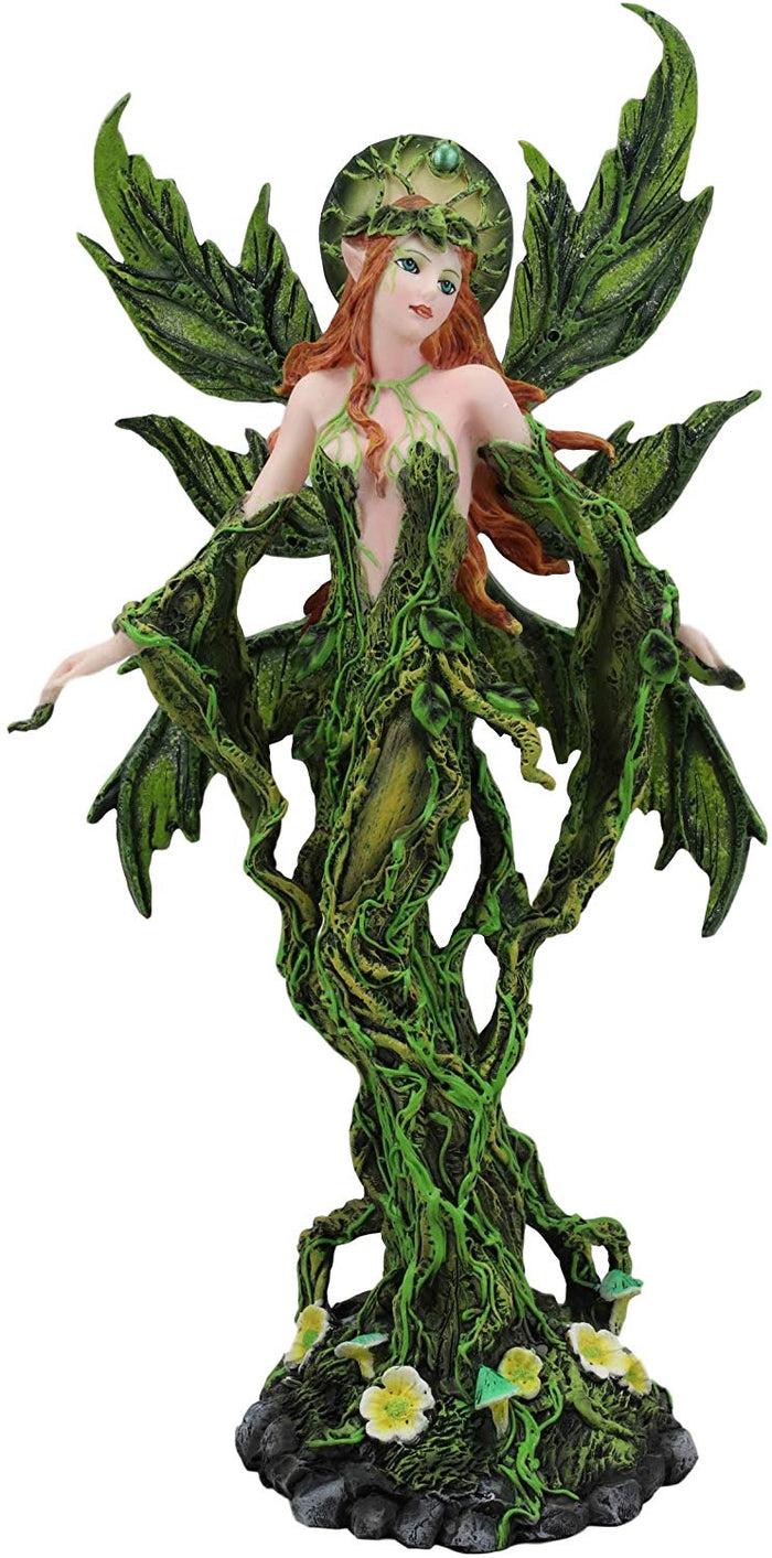 Ebros Elemental Earth Gaia Forest Green Fairy Statue Decorative Figurine 12.25"H