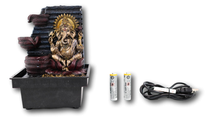 Ebros Elephant-Headed Hindu God Ganesha Flowing Water Fountain Resin Home Decor