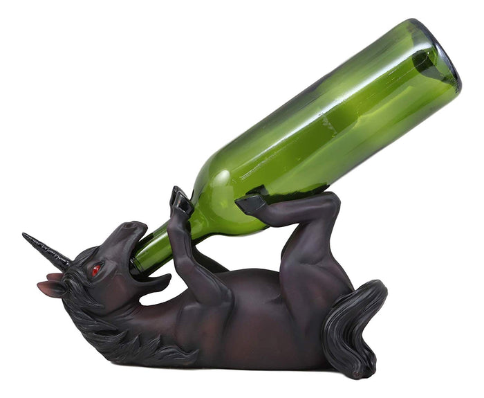 Ebros Elixir Of Doom Macabre Black Unicorn Wine Holder Figurine Kitchen Statue