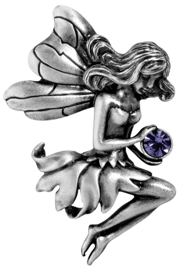 Ebros Enchanted Fairy Holding Purple Gem Medallion Necklace Accessory Jewelry