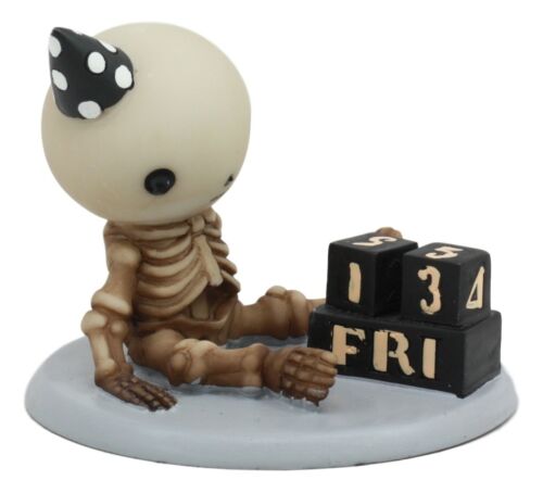 Ebros Eternal Friday 13th Birthday Celebration Of Lucky The Skeleton Statue 3.5" Long The Unfortunate Luck Of The Lightning Rocker Collectible Figurine